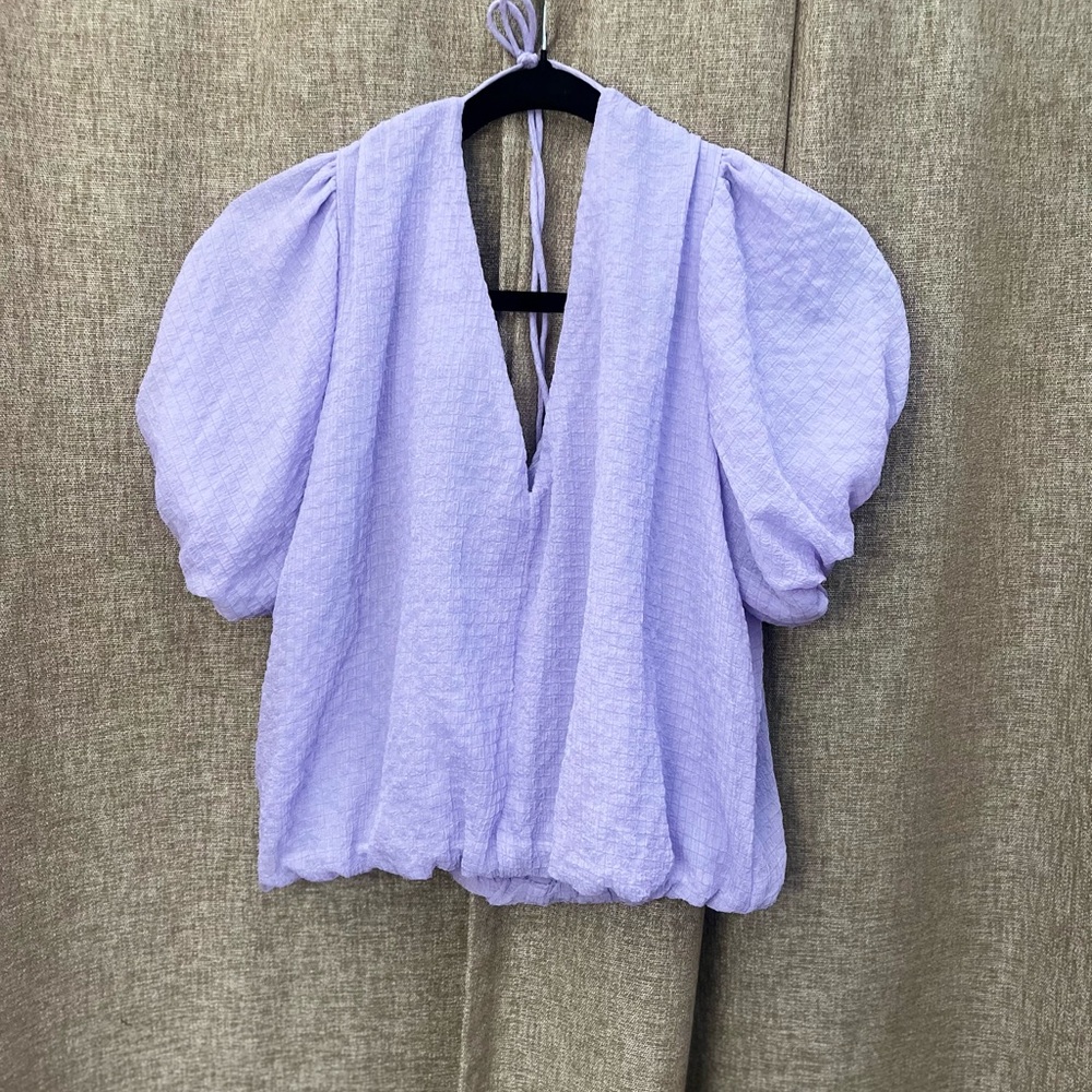 Astr Purple Puff Sleeve Blouse Size M NWT